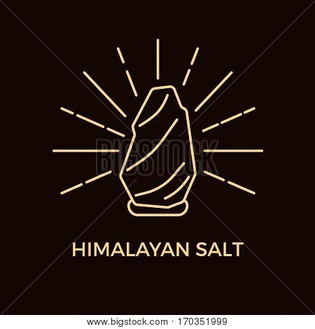 Unique Line Style Vector Logotype Template with Himalayan Salt Crystal. Editable Stroke Vector Icon. Clean and minimalist symbol perfect for your business. Sauna relaxation concept. Spa Emblem.