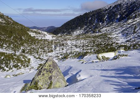 Winter landscape in National Park Retezat, Romania