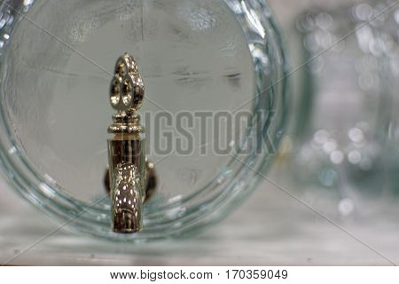 Water fountain glass bottle. Decorative water bottle