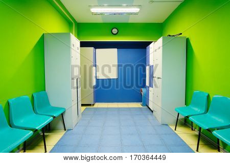 Locker room in fitness club