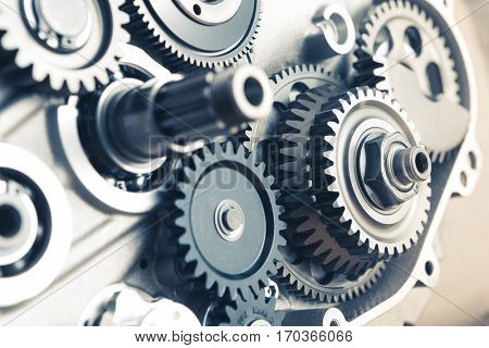 engine gears wheels, closeup view