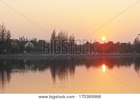 Sunset in the evening at Udon-Thani in Thailand