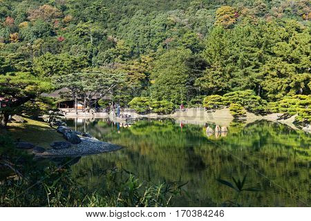 Traditional Ritsurin Garden in autumn
