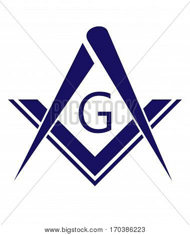 blue freemason symbol illustration isolated on white background