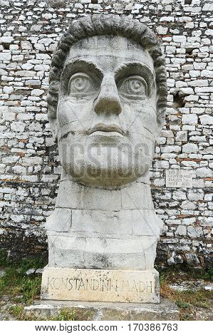 Berat, Albania - 23 January 2014: Sculture on the citadel of Kala at Berat on Albania