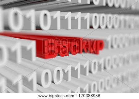 backup is presented in the form of a binary code with blurred background 3d illustration
