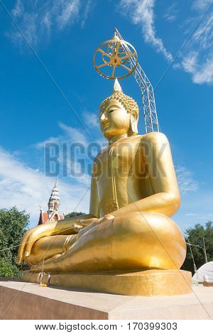 The huge golden Buddha at temple Thailand.
