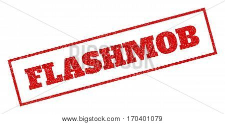Red Rubber Seal Stamp With Flashmob Text. Vector Caption Inside Rectangular Shape. Grunge Design And
