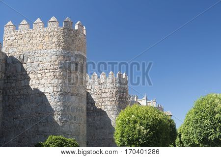 Avila (Castilla y Leon Spain): the famous medieval walls surrounding the city