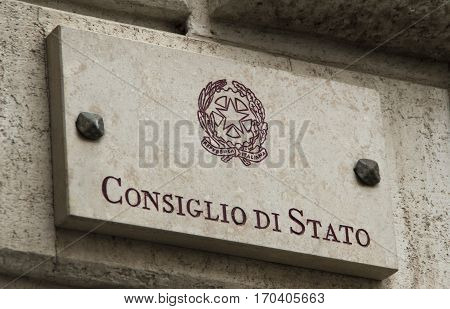 Stone plate of the Italian Consiglio di Stato