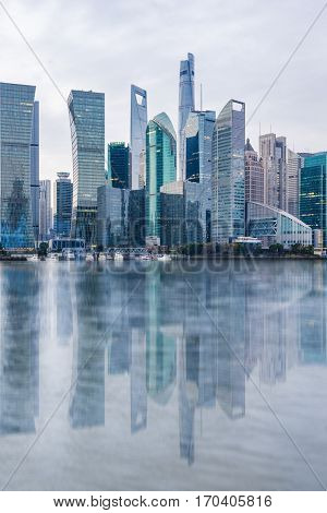 landmarks of Shanghai with Huangpu river in China.
