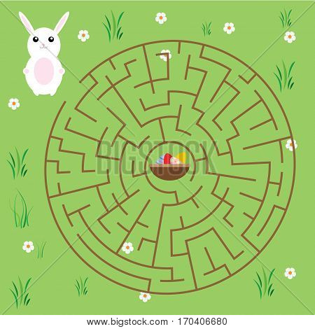 Maze children game. help the bunny go through labyrinth and find way to the easter eggs