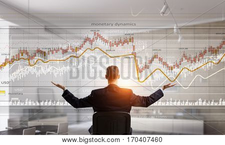 Businessman in office . Mixed media
