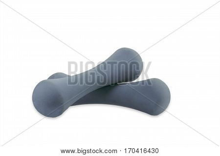 cut the blue dumbbell on white background