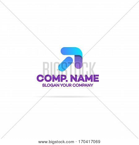 Progress logo with arrow up for growing success business company isolated on white background. Modern glossy growth graph symbol. Vector Illustration