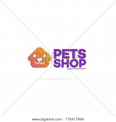 Pets shop logo for used for corporate identity pets home, store, animals veterinary clinic and homeless animals shelters. Vector Illustration