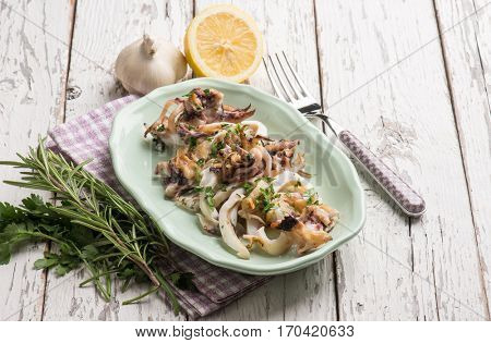 roasted cuttlefish with parsley and lemon