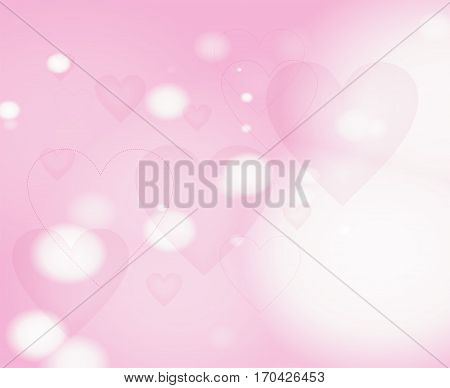 Pale pink background with hearts and blurred pattern. the Theme of love and Valentines day. Light backdrop