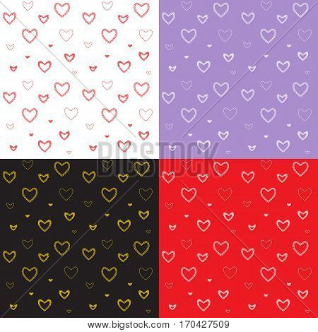seamless pattern set with mosaic valentine's hearts. vector illustration.