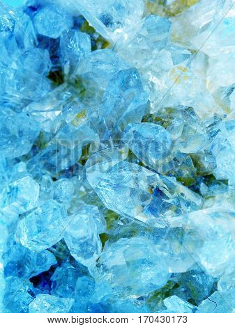 aquamarine gem semigem geode crystals geological mineral isolated