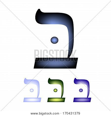 Hebrew font. The Hebrew language. The letter bet. Vector illustration on isolated background.