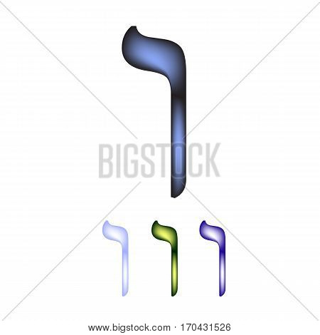 Hebrew font. The Hebrew language. The letter Vav. Vector illustration on isolated background.