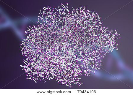 Edema toxin of anthrax bacterium Bacillus anthracis, 3D illustration. Molecular background