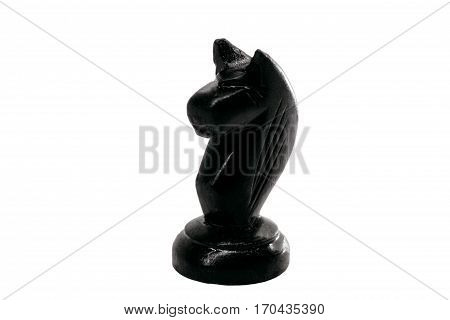Black chess horse isolated on white background