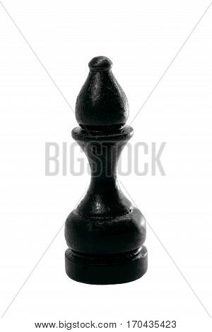 Black chess Bishop isolated on white background