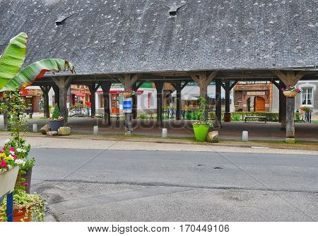 Cleres France - june 23 2016 : covered market in the village center