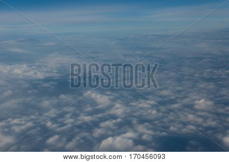 Aerial view above the sky, picture from plane.