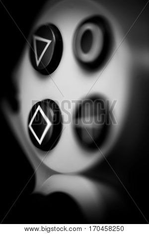 VALENCIA, SPAIN - FEBRUARY 3: Close up macro view from Dualshock 4 wireless controller for playstation 4 magma red on February 3, 2017 in Valencia, Spain