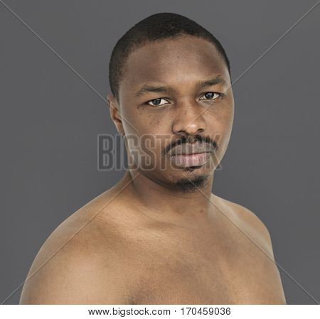 African Descent Man Barechested Studio