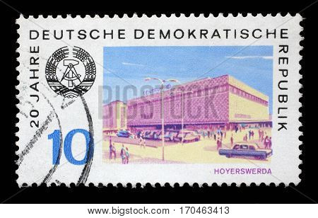 ZAGREB, CROATIA - JULY 02: a stamp printed in GDR shows View of Hoyerswerda, circa 1969, on July 02, 2014.