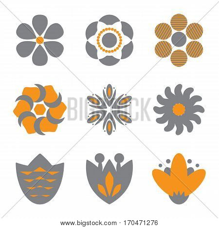 Simple Flower Icons Of Different Shapes