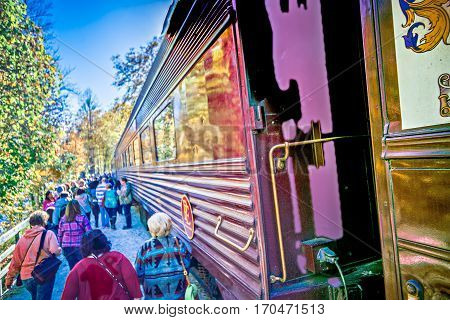 Bryson city NC October 23 2016 - Great Smoky Mountains Train ride city scenes