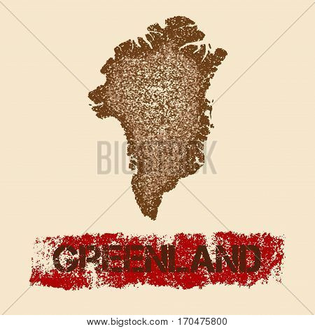 Greenland Distressed Map. Grunge Patriotic Poster With Textured Country Ink Stamp And Roller Paint M
