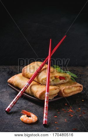 Spring Rolls With Vegetables And Shrimps