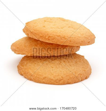 stacked short pastry cookies isolated on white background