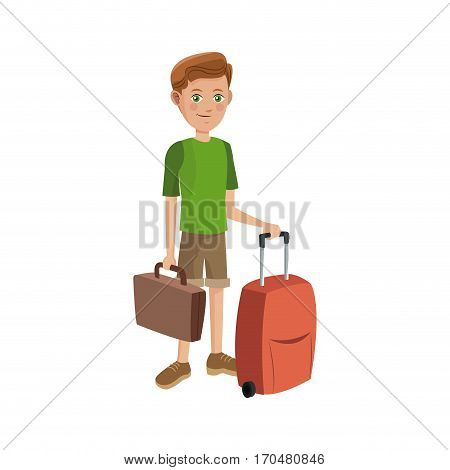 man with suitcases over white background. colorful design. people traveling concept. vector illustration