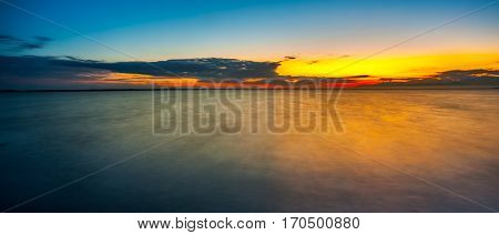 Colorful Sky And Water In Lake Paliastomi In Morning , Poti, Georgia