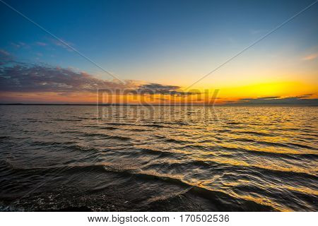 Colorful Sky And Water In Lake Paliastomi In Morning , Poti, Georgia