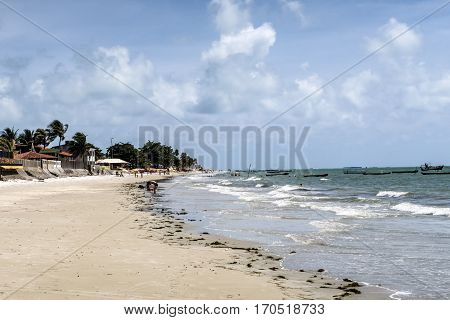 People Enjoy The Beach At Ponta Preta In The Island Of Capo Verde In Brazil