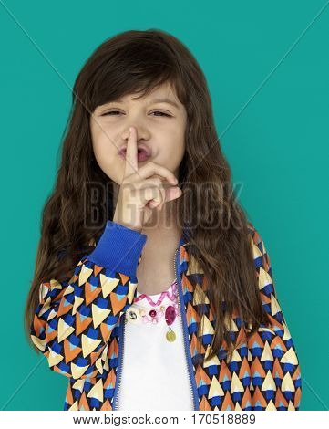 Little Girl Smiling Happiness Quiet Shut Up Secret Shh Portrait