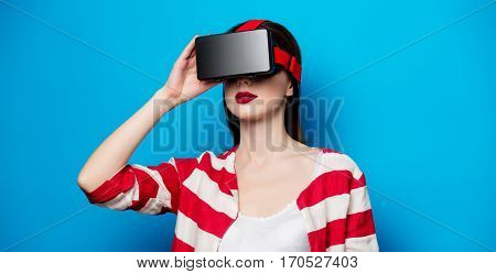 Woman With Virtual Reality Gadget