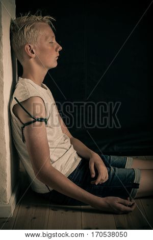 Teenage Drug Addict Shooting Up With Heroin