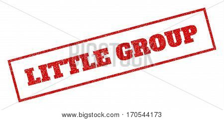 Red Rubber Seal Stamp With Little Group Text. Vector Tag Inside Rectangular Banner. Grunge Design An