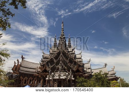 Beautiful Buddhist temple stands out for its wooden architecture