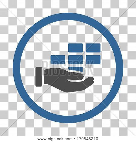 Service Schedule rounded icon. Vector bicolor illustration style is a flat iconic symbol inside a circle cobalt and gray colors transparent background. Designed for web and software interfaces.