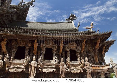 Beautiful Buddhist temple stands out for its wooden architecture